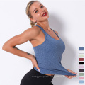 Womens Tank Tops Muscle Shirts Fitted Racer Back Tank Top Soft Ribbed 2 In 1 Yoga Tops With Built In Bra